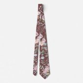 Cravate Watercolor roses on burgundy neck tie (Dos)