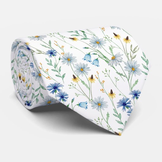 Cravate Watercolor Wildflower Meadow Floral Pattern (Roulé)