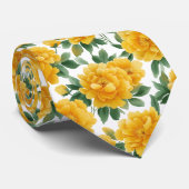 Cravate Watercolor Yellow Peony Floral Pattern (Roulé)