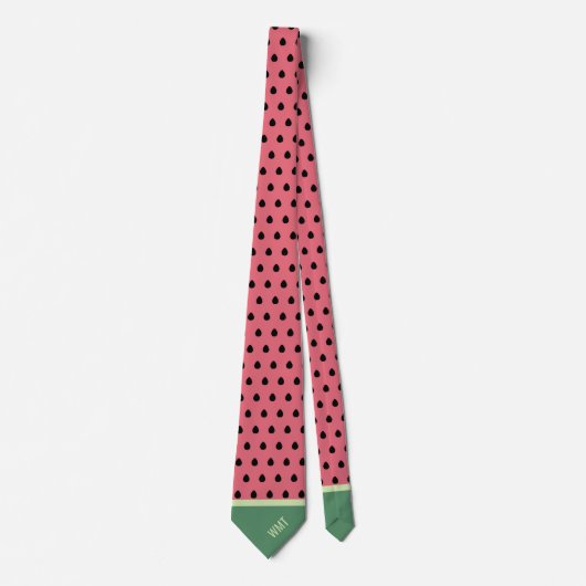 Cravate Watermelon Monogram Funny Fruit Slice Polka Dot (Devant)