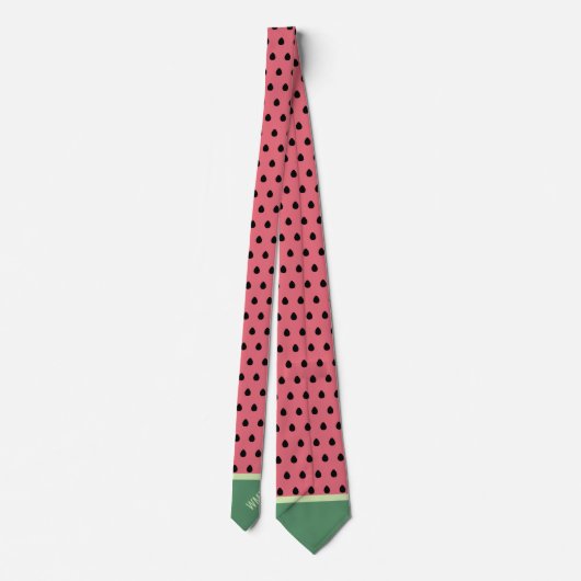 Cravate Watermelon Monogram Funny Fruit Slice Polka Dot (Dos)