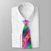 Cravate Watermelon Tourmaline Neon Vert Hot rose Abstrait (Attaché)