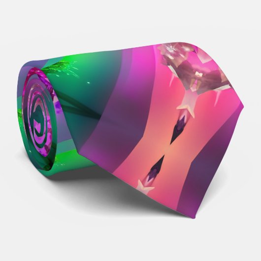 Cravate Watermelon Tourmaline Neon Vert Hot rose Abstrait (Roulé)