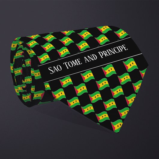 Cravate Wavy Sao Tome and Principe Flag Pattern 