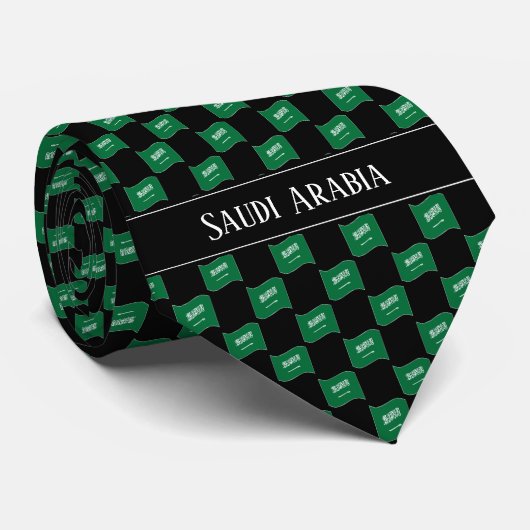 Cravate Wavy Saudi Arabia Flag Pattern  (Roulé)