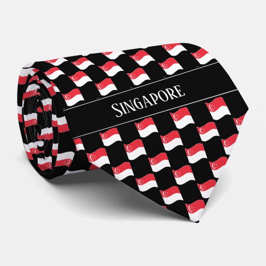 Cravate Wavy Singapore Flag Pattern (Roulé)