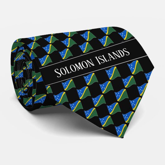 Cravate Wavy Solomon Islands Flag Pattern  (Roulé)