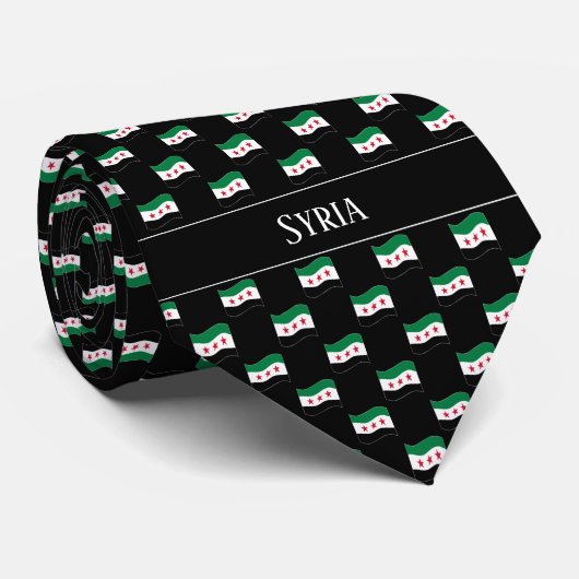 Cravate Wavy Syria Flag Pattern  (Roulé)