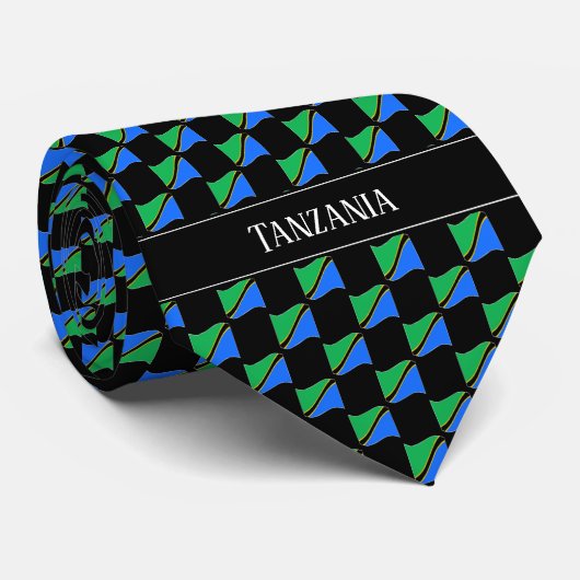Cravate Wavy Tanzania Flag Pattern  (Roulé)