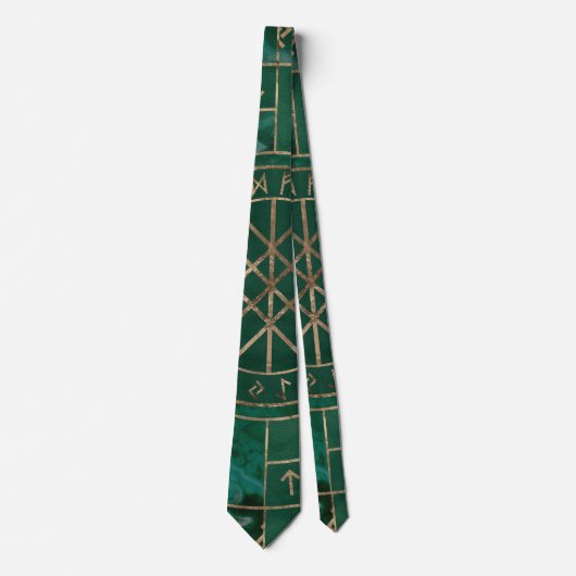 Cravate Web de Wyrd - malachite, cuir et or (Devant)