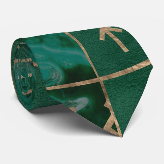 Cravate Web de Wyrd - malachite, cuir et or (Roulé)