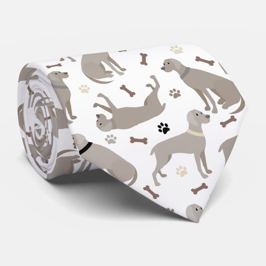 Cravate Weimaraner Bones and Paws White (Roulé)