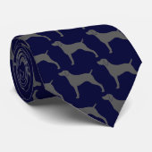 Cravate Weimaraner Chien Silhouettes Motif Bleu et gris (Roulé)