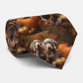 Cravate Weimaraner Chiot Automne Citrouille délice (Roulé)
