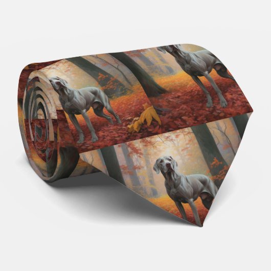 Cravate Weimaraner en automne Leaves automne Inspire (Roulé)