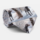 Cravate Weimaraner Laisser Neige Noël (Roulé)