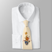 CRAVATE WEIRD MEDIEVAL BESTIARY,ALCHEMIST,RED DRAGON ,SUN  (Attaché)