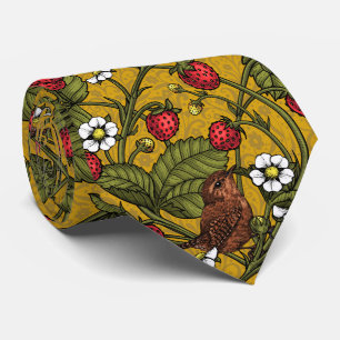 Cravate Wens et fraises sur mustrard