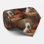 Cravate West Highland White Terrier à l'automne Leaves aut (Roulé)