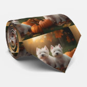 Cravate West Highland White Terrier Chiot Citrouille d'aut (Roulé)