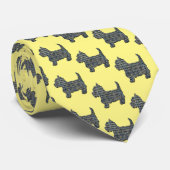 Cravate West Highland White Terrier Dog Jaune&Bleu Jaune (Roulé)