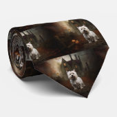Cravate West Highland White Terrier Halloween effrayant (Roulé)