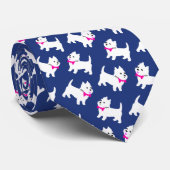Cravate West Highlands Terriers Westies Bleu et blanc (Roulé)