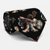 Cravate Western Bronze Thème de musique Guitare et Bottes (Roulé)