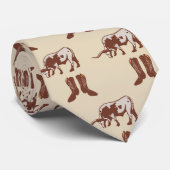 Cravate Western Cowboy Boots Longhorn Steer Necktie (Roulé)
