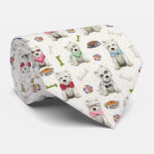 Cravate Westies blanches avec accessoires Whimsical (Roulé)