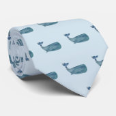 Cravate Whale Painting Coastal Beach Pattern (Roulé)