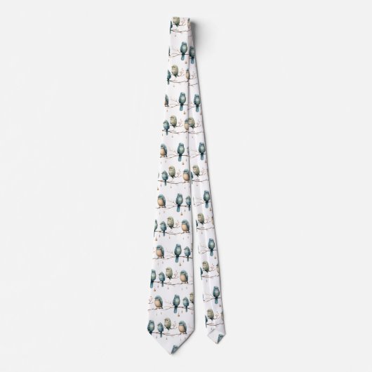 Cravate Whimsical Birds on Branches Timeless Elegance (Devant)