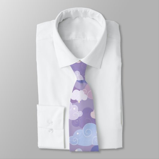 Cravate Whimsical Pastel Clouds et étoiles Motif (Attaché)