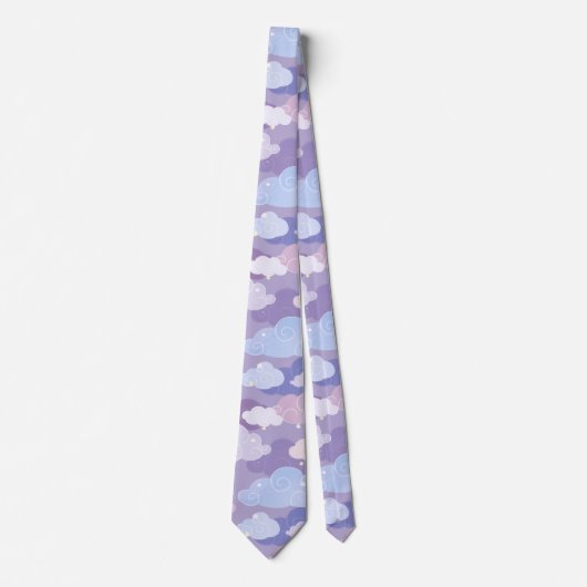 Cravate Whimsical Pastel Clouds et étoiles Motif (Devant)