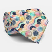 Cravate Whimsical Pastel Rainbow Waves & Parties scintilla (Roulé)