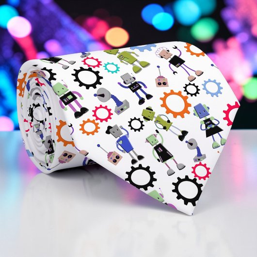 Cravate Whimsical Robots Fun Custom Necktie Tie