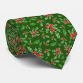 Cravate Whimsical rouge et vert Holly Motif Noël (Roulé)