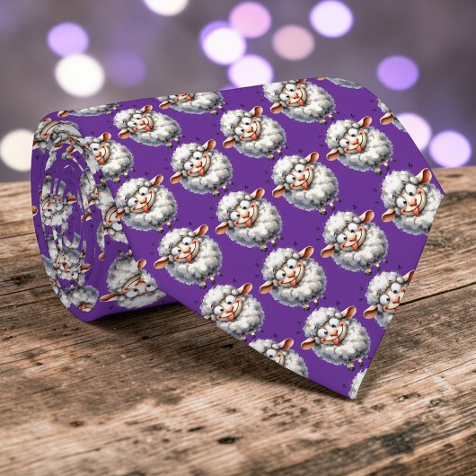 Cravate Whimsical Sheep Custom Necktie Tie