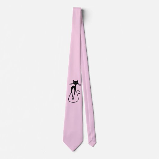 Cravate Whimsical Skinny Chat noir rose (Devant)