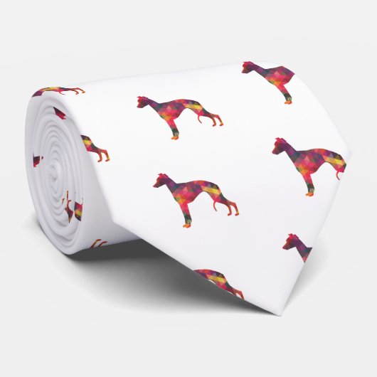 Cravate Whippet Dog Geometric Pattern Silhouette Multi (Roulé)