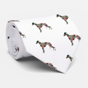 Cravate Whippet Dog Geometric Pattern Silhouette Plaid