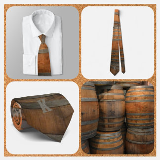 Cravate Whiskey Barrel Kegs Brown et gris Monogramme