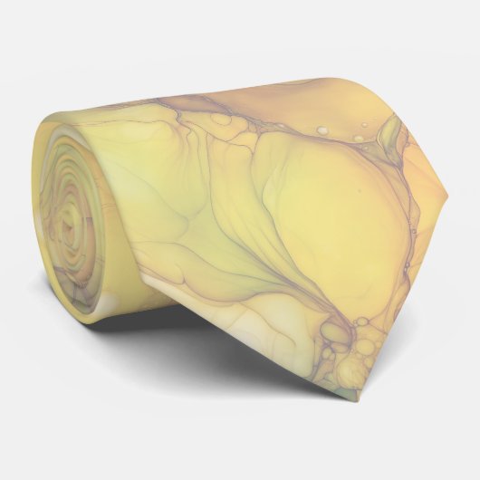 Cravate Whispers of Silk DreamOrganic Formes en Jaune (Roulé)
