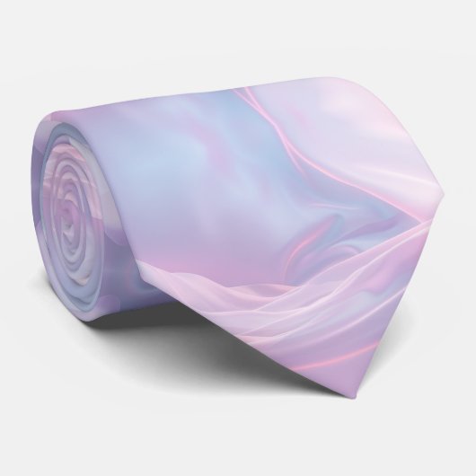 Cravate Whispers of Silk : Dreamy Pastel Waves Pink Blue (Roulé)