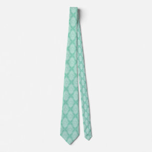 Cravate White Abstract Lace Teardrop On Mint-green