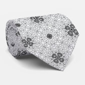 Cravate White and black openwork geometric pattern Elsa (Roulé)