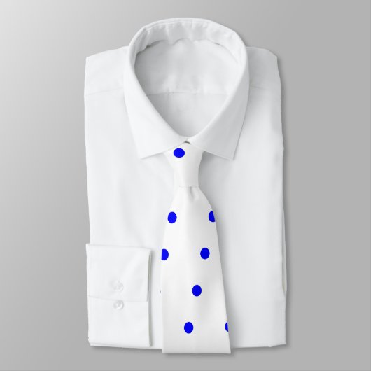 Cravate White and blue polka dot necktie (Attaché)