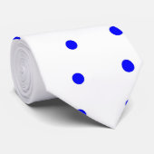 Cravate White and blue polka dot necktie (Roulé)