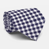Cravate White and navy blue houndstooth  (Roulé)