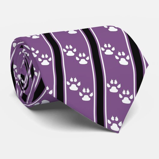 Cravate White Animal Paw Claw Prints Team Sports Necktie (Roulé)